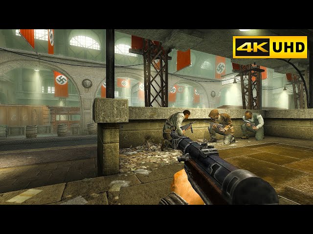 Escape The Nazis | German Train Station | Ultra High Graphics Gameplay [4K 60FPS UHD] Wolfenstein