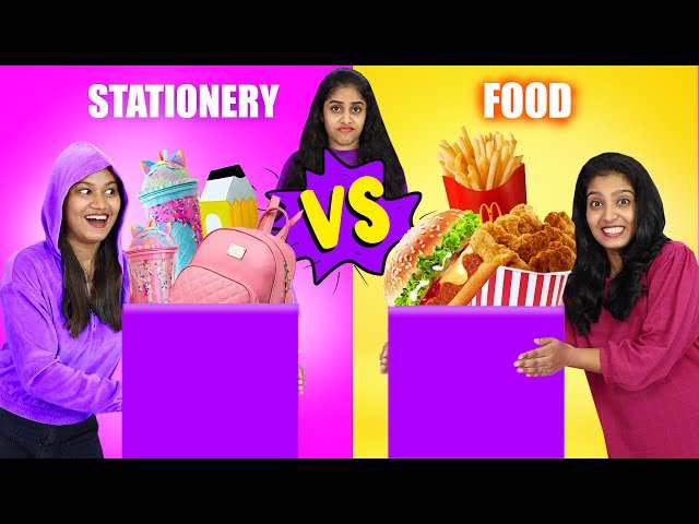 FOOD Vs STATIONERY SWITCH-UP CHALLENGE 🤩| MYSTERY BOX സ്വിച്ച് ചെയ്‌താൽ എട്ടിന്റെ പണി 😂| PULLOTHI