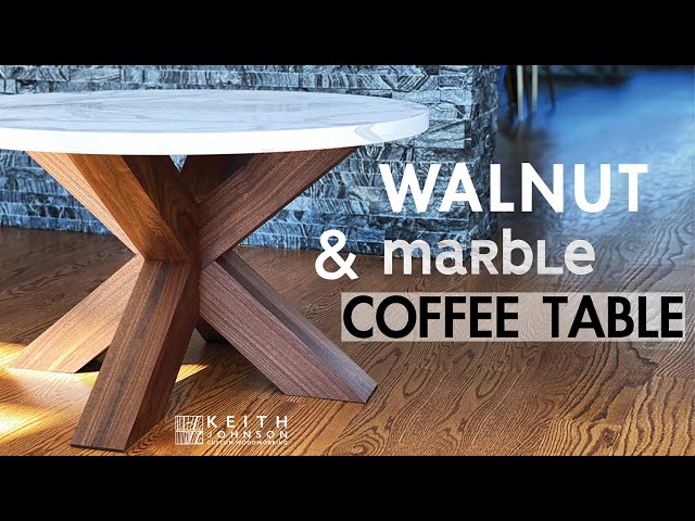 WALNUT X COFFEE TABLE with MARBLE TOP