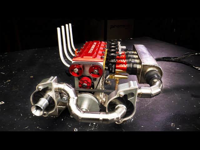 Twin Supercharged 4 Cylinder Nitro RC Engine