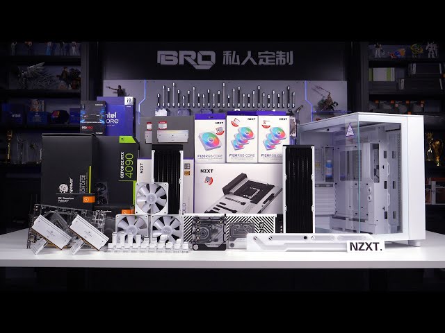 「BRO」4K PC BUILD NZXT H9 Flow Full White With 14900K.恩杰NZXT H9 FLOW双侧透白色 #pcbuild #nzxt