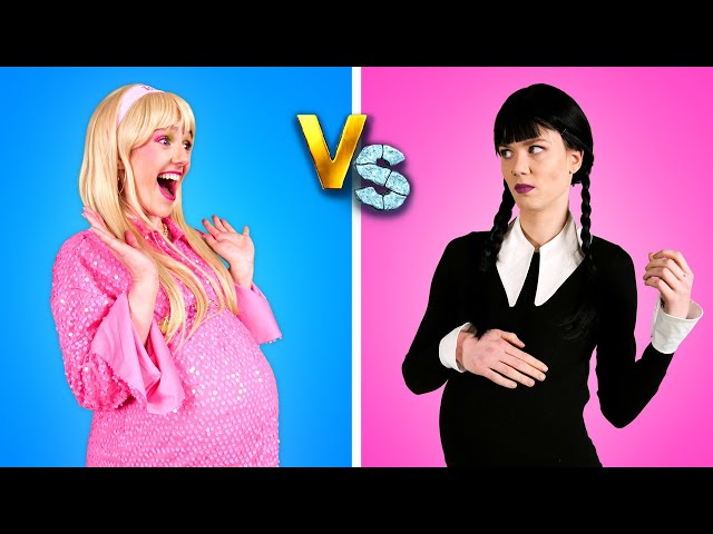 Pregnant Barbie VS Wednesday - Crazy Pregnancy Hacks for New Parents by Gotcha! Hacks