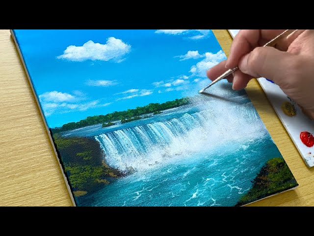 Painting a Magnificent Waterfall / Acrylic Painting