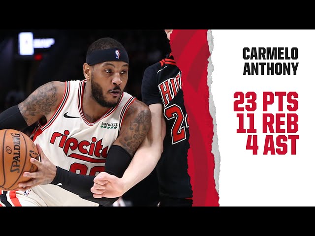 Carmelo Anthony (23 PTS, 11 REB) Highlights | Trail Blazers vs. Bulls