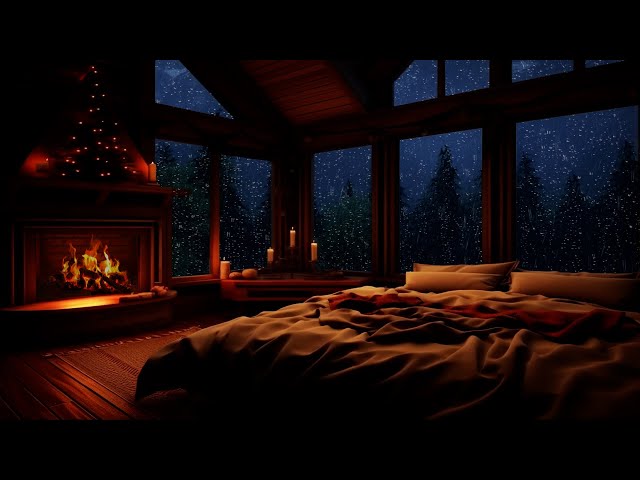 Cozy Ambience 🛌 Relaxing in Living Room with Crackling Fireplace and Rain Sounds ASMR for 3 Hours
