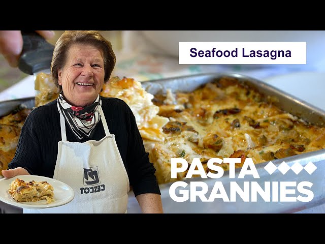 Mirella makes a delicious seafood lasagna! | Pasta Grannies