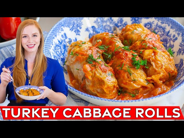 How to Make Easy Turkey Cabbage Rolls | with creamy tomato sauce!