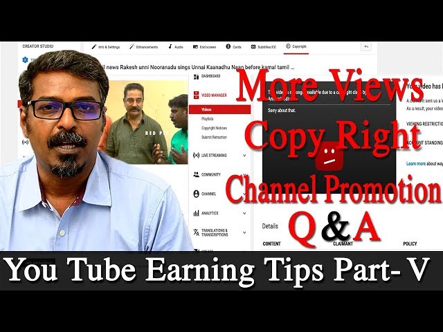 YouTube earning tips get more views avoid copyright channel promotion and Q & A redpix