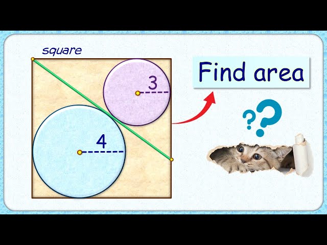 Two circles in a square. Find area of square | Math Olympiad, Geometry, SAT, GMAT, CAT, SSC