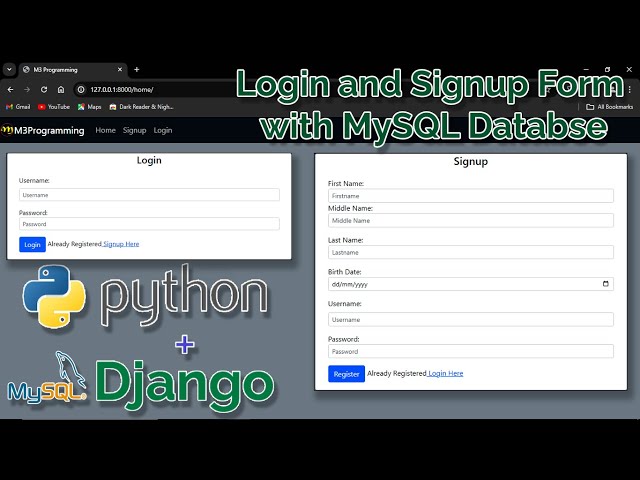Python Django - Web Application - Basic Login Form and Signup Form with MySQL Database (non-Admin)