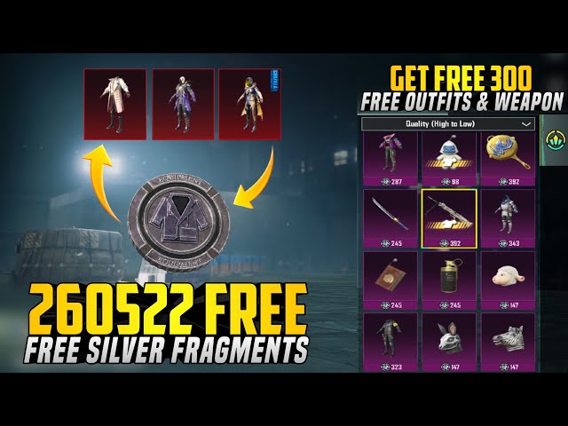 😱 300 Free Outfits & Weapon | 260522 Free Silver Fragments | Got All Silver Shop | PUBGM