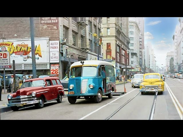 Los Angeles early 40s,50s in color [60fps, Remastered] w/sound design added