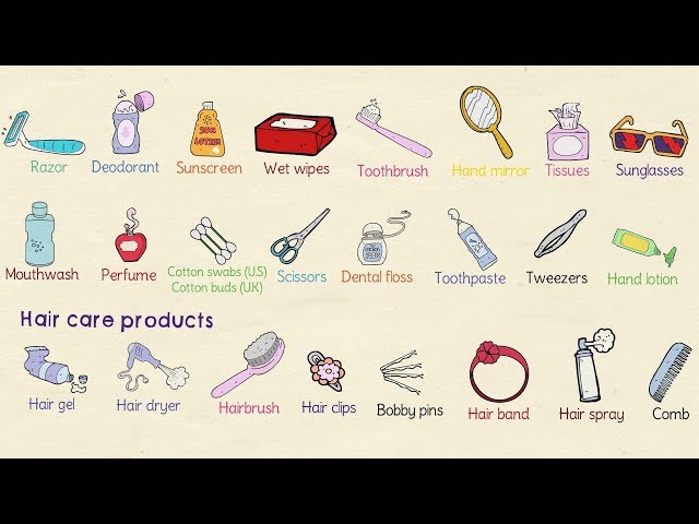 Personal Care Products Vocabulary Words in English