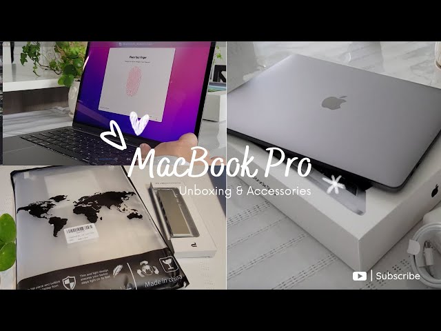 MACBOOK PRO M1 space grey unboxing  setting up + accessories