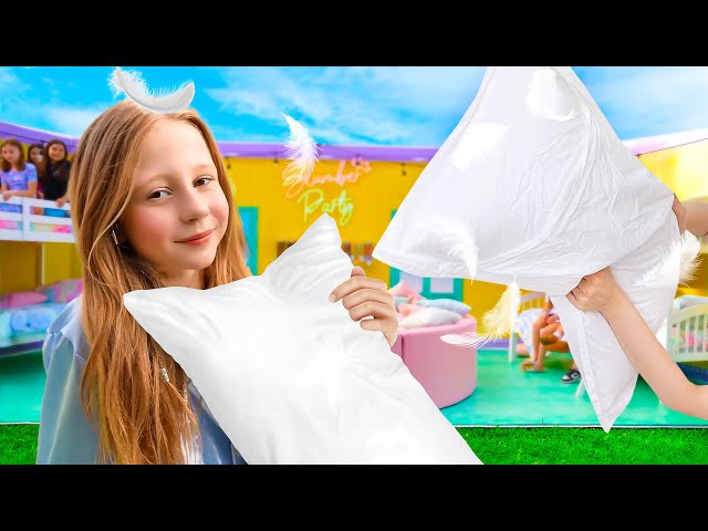 Nastya and Friends Fun Slumber Birthday Party and funny games for kids