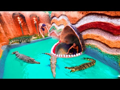 Unbelievable! Build Swimming Pool Water Slide Crocodile Around The Secret Underground House