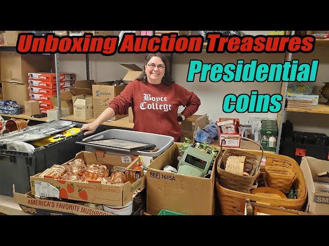 Unboxing Auction Finds - Presidential coins, cookbooks, Longaberger baskets and more!