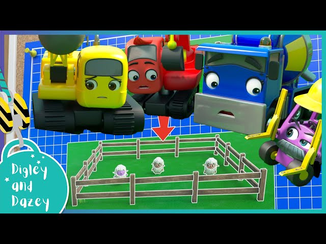 Minisode: Save the Sheep! A Windy Day | 🚧 🚜 | Digley and Dazey | Kids Construction Truck Cartoons