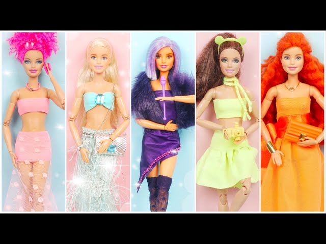 5 FARKLI MUHTEŞEM BARBIE KIYAFET YAPIMI, Çanta ve Minyatür Aksesuarları -DIY Barbie Doll Miniatures