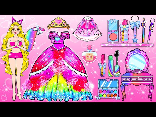 [🐾paper Diy🐾] Rapunzel Fox Costumes Rainbow Dress Up and Make Up | Rapunzel Compilation 놀이 종이