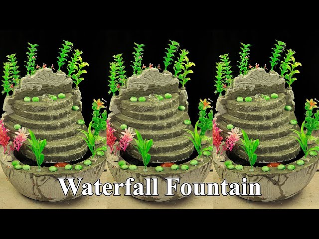 Wow very nice table top stair garden waterfall fountain water fountain making at home
