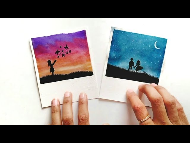 How to make a Mini Watercolor Painting Using Brush Pens | Miniature paintings | Art and Lettering