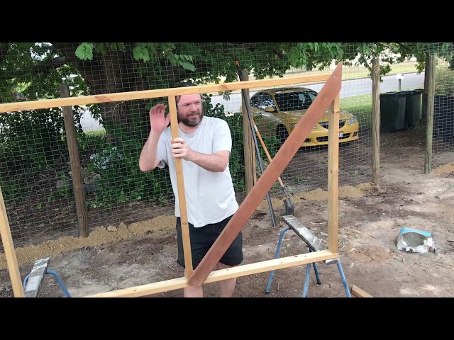 Building the gate for the stray cat enclosure