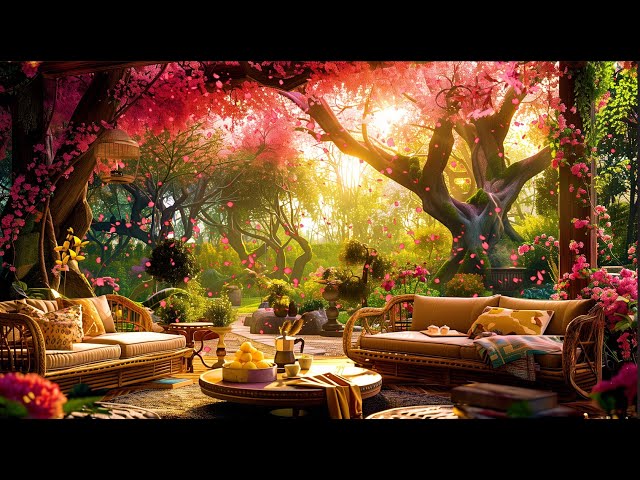 Morning Jazz Relaxing Music at Cozy Coffee Shop & Fairy Garden Ambience ☕Instrumental Music for Work