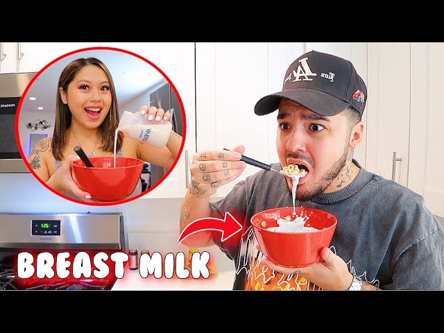 I PUT BREAST MILK IN HIS CEREAL! To See If He Notices.. *HILARIOUS*