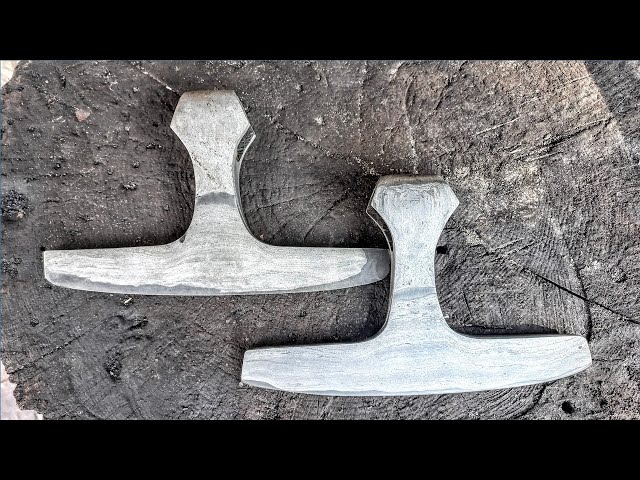Blacksmithing. Making of the Woodworking T-shape wrought iron AXE.