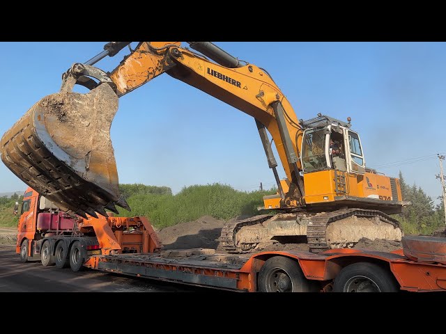 Loading & Transporting On Site The Liebherr 974 Excavator - Sotiriadis/Labrianidis Mining Works - 4K