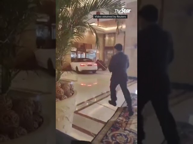 “Fast & Furious” - hotel guest smashes car into Shanghai hotel #shorts