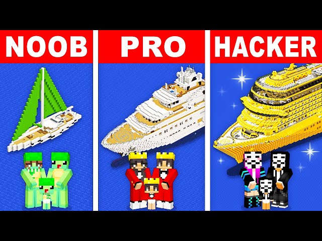 NOOB vs PRO: FAMILY YACHT HOUSE Build Challenge In Minecraft!