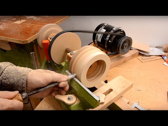 Wooden ball bearing on the lathe