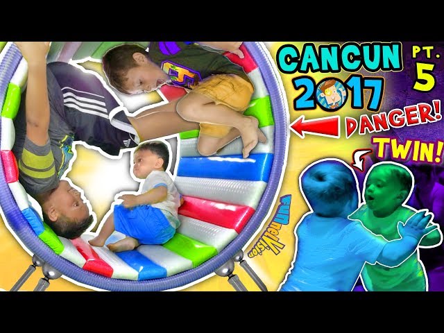 WHEELS ON THE BUS, OUCH!  WORLD'S COOLEST INDOOR PLAYGROUND Cancun Mexico Pt 5 v