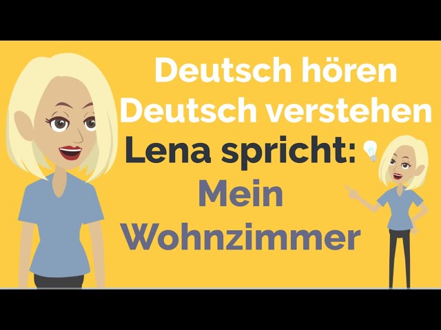 Deutsch lernen: Deutsch hören und verstehen Wohnzimmer, A1, A2, Möbel, Wechselpräpositionen im Dativ