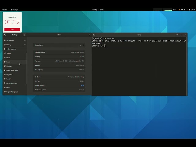gnome 41 rc on archlinux