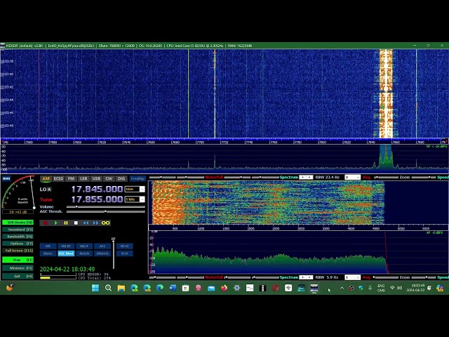 Radio Exterior Espana English 17855 kHz Shortwave Airspy HF+ Discovery on MLA 30 loop