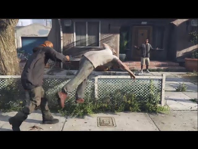 Random Guy Keeps Punching Trevor During Cutscene: GTA V