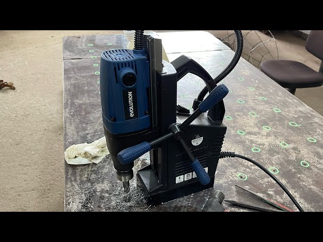 Evolution Mag Drill - Best Mag Drill for the money, drilling a welding table.