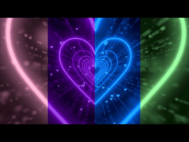 Heart Background💖💙💜💚Neon Lights Love Heart Tunnel Loop - Heart Background - Wall Paper Heart[2Hours]