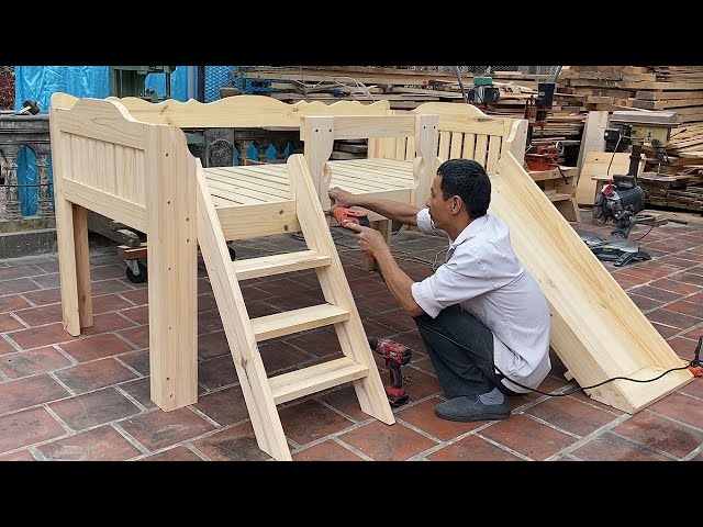 Creative Woodworking Ideas For Your Children Happy // Build Wooden Kids Beds With Slides & Stairs