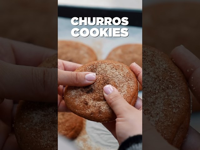 CHURROS COOKIES 🤤 med nutellagömma! ✨Recept i kommentarsfältet #recept #churroscookies