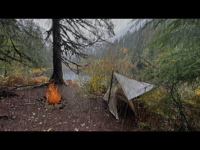 Camping in the RAIN | Solo Camping at a Remote Mountain Lake