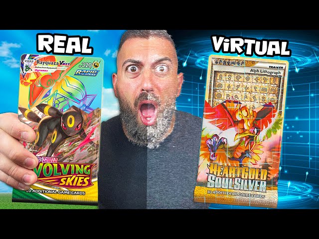 Real vs Virtual Pokemon Booster Pack!