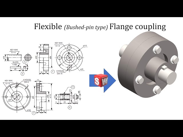 Flexible Flange Coupling using SOLIDWORKS | Parts and Assembly | SOLIDWORKS tutorials for beginners
