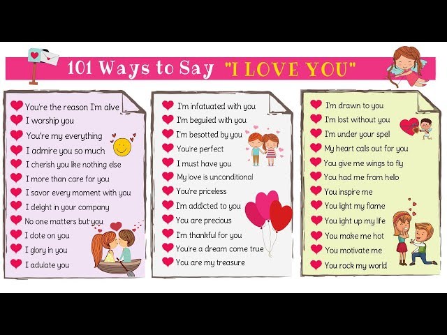 101 Super Cute Ways To Say I LOVE YOU in English | Love Messages