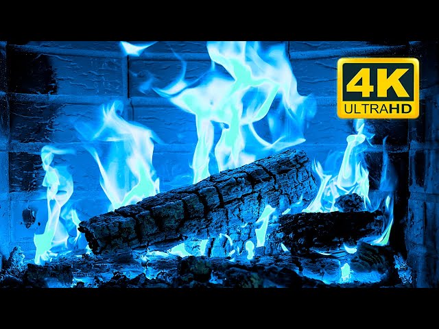 🔥 Beautiful BLUE FIREPLACE 4K! Magic Fireplace Burning with blue flames (12 HOURS)