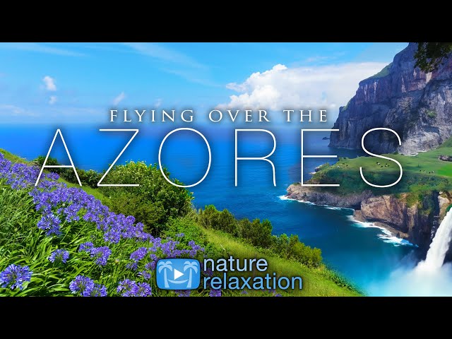 [4K 60FPS] Flying Over the Azores Islands - 1HR Ambient Aerial Film + Soothing Music & Ocean Sounds