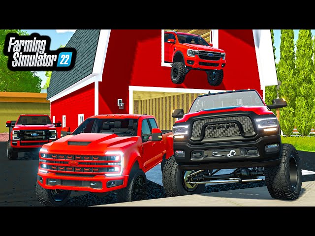 BUILDING "ALL RED" TRUCK DEALERSHIP! (LIFTED FORD TRUCKS) | Farming Simulator 22